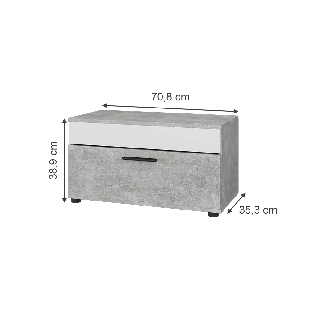 Vicco Bücherregal Beton / bijeli 70.8 x 38.9 cm mit Klapptür, Berno