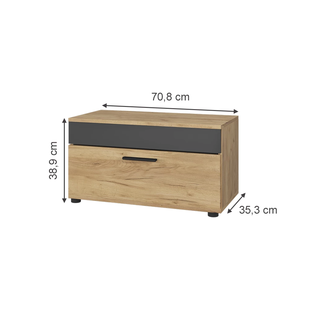 Vicco Bücherregal Zlatna kvaliteta/uzorak ugljena 70.8 x 38.9 cm mit Klapptür, Berno