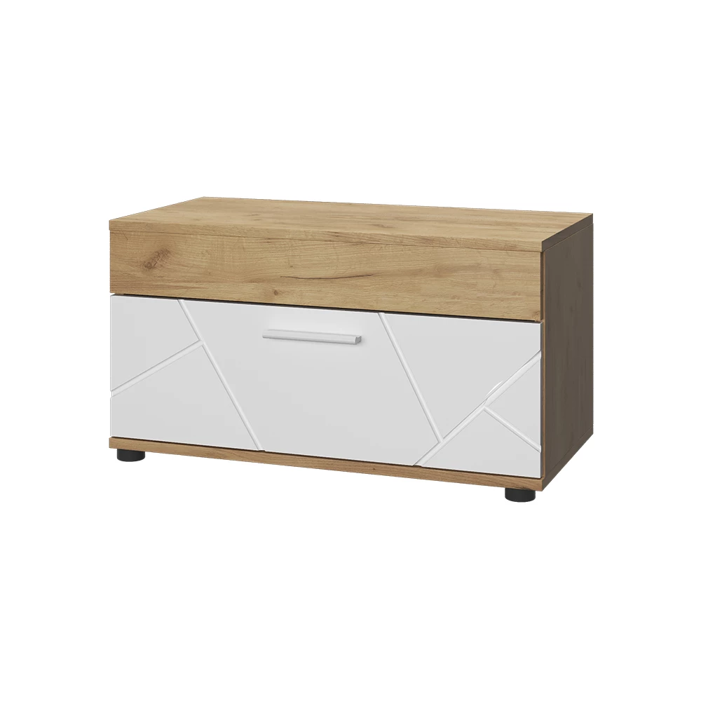 Vicco Wohnzimmerschrank Goldkraft Eiche/Weiß 70.8 x 38.9 cm mit Klapptür, Berno