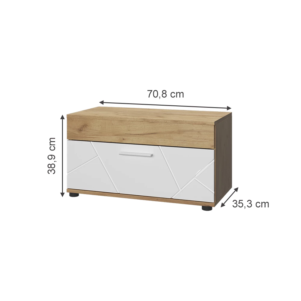 Vicco Wohnzimmerschrank Goldkraft Eiche/Weiß 70.8 x 38.9 cm mit Klapptür, Berno