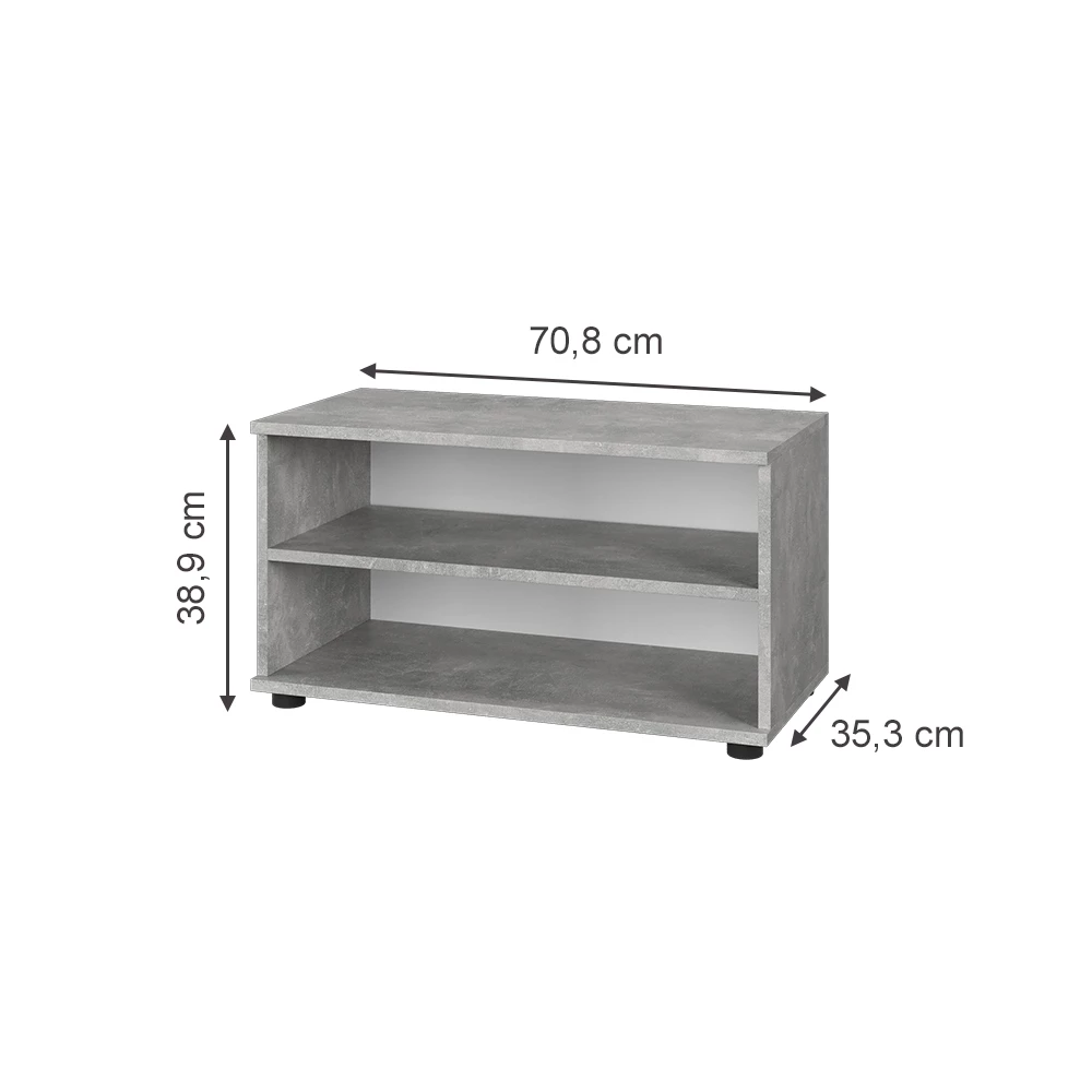 Vicco Raft pentru cărți beton 70.8x38.9 cm cu 2 compartimente, Berno