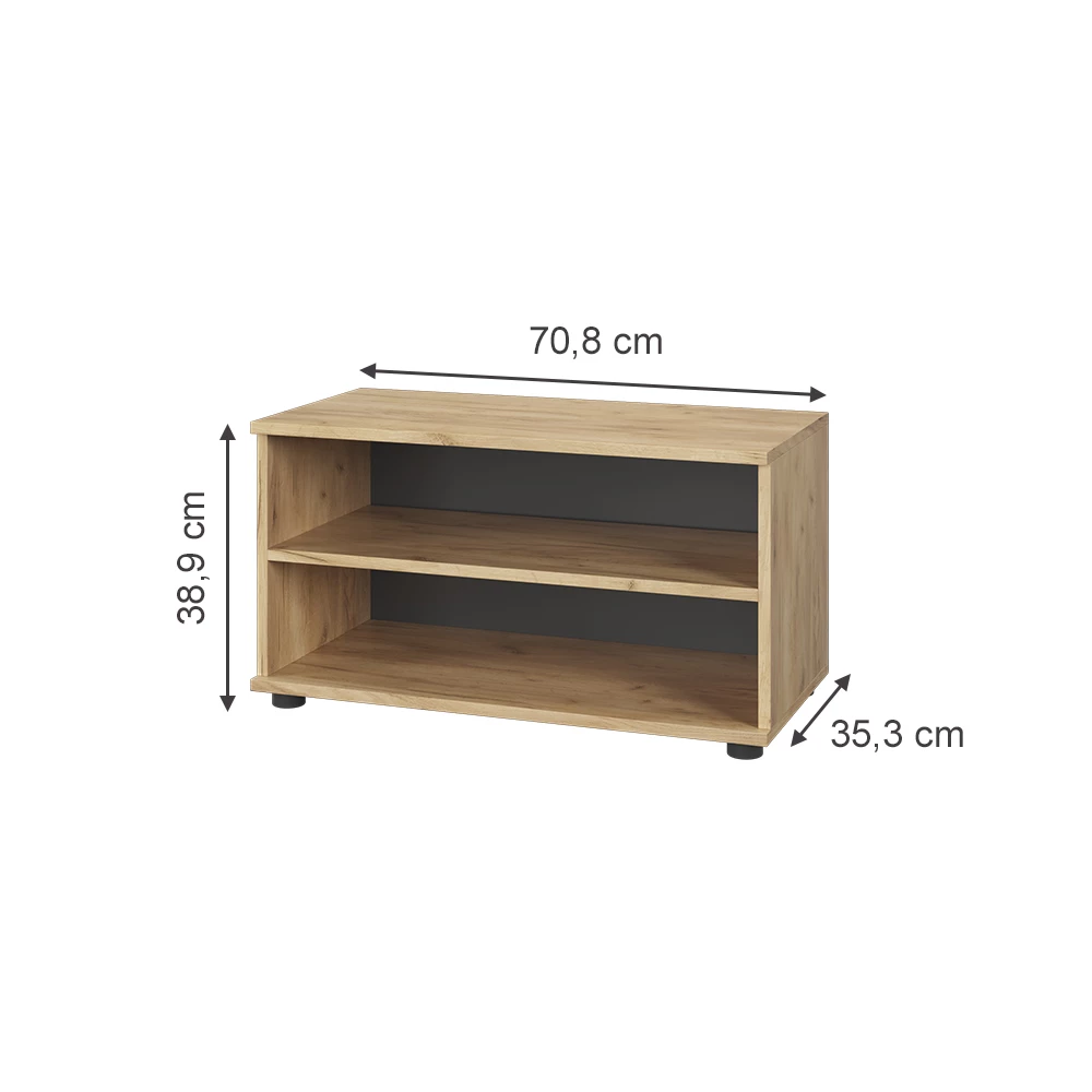 Vicco Kirjahylly Goldkraft tammi/antrasiitti 70.8x38.9 cm 2 lokeroa, Berno
