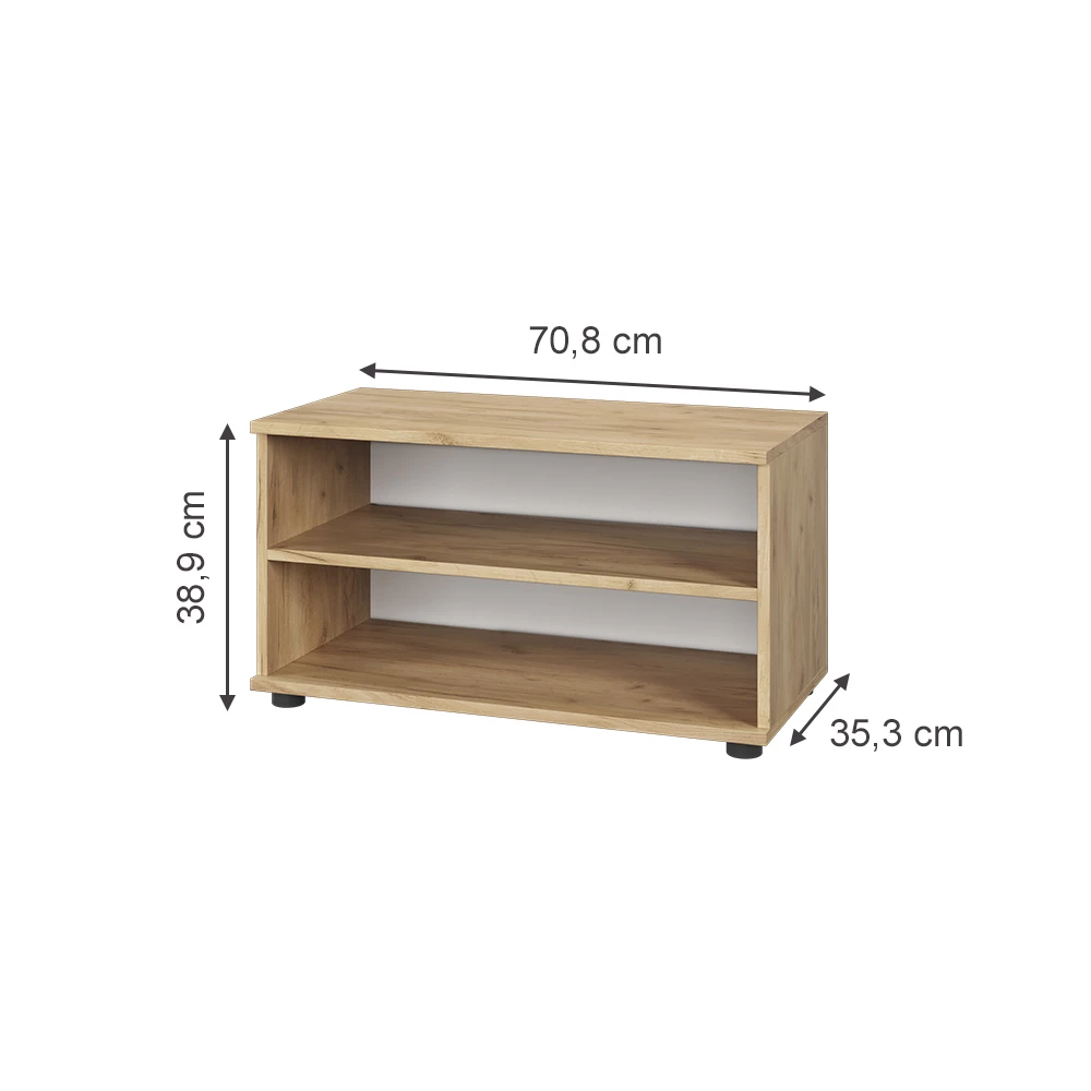 Vicco Bücherregal Zlatnokraft Eiche/Weiß 70.8 x 38.9 cm mit 2 Fächern, Berno