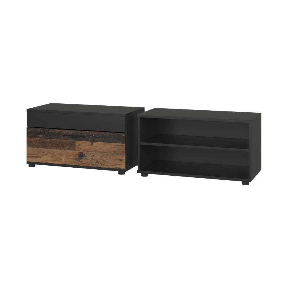 Vicco Wohnzimmerschränke Schwarz/Oldstyle 2 Teile, Berno