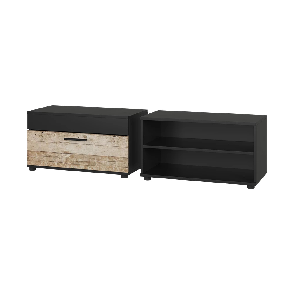 Vicco Wohnzimmerschränke Schwarz/Sandeiche 2 Teile, Berno
