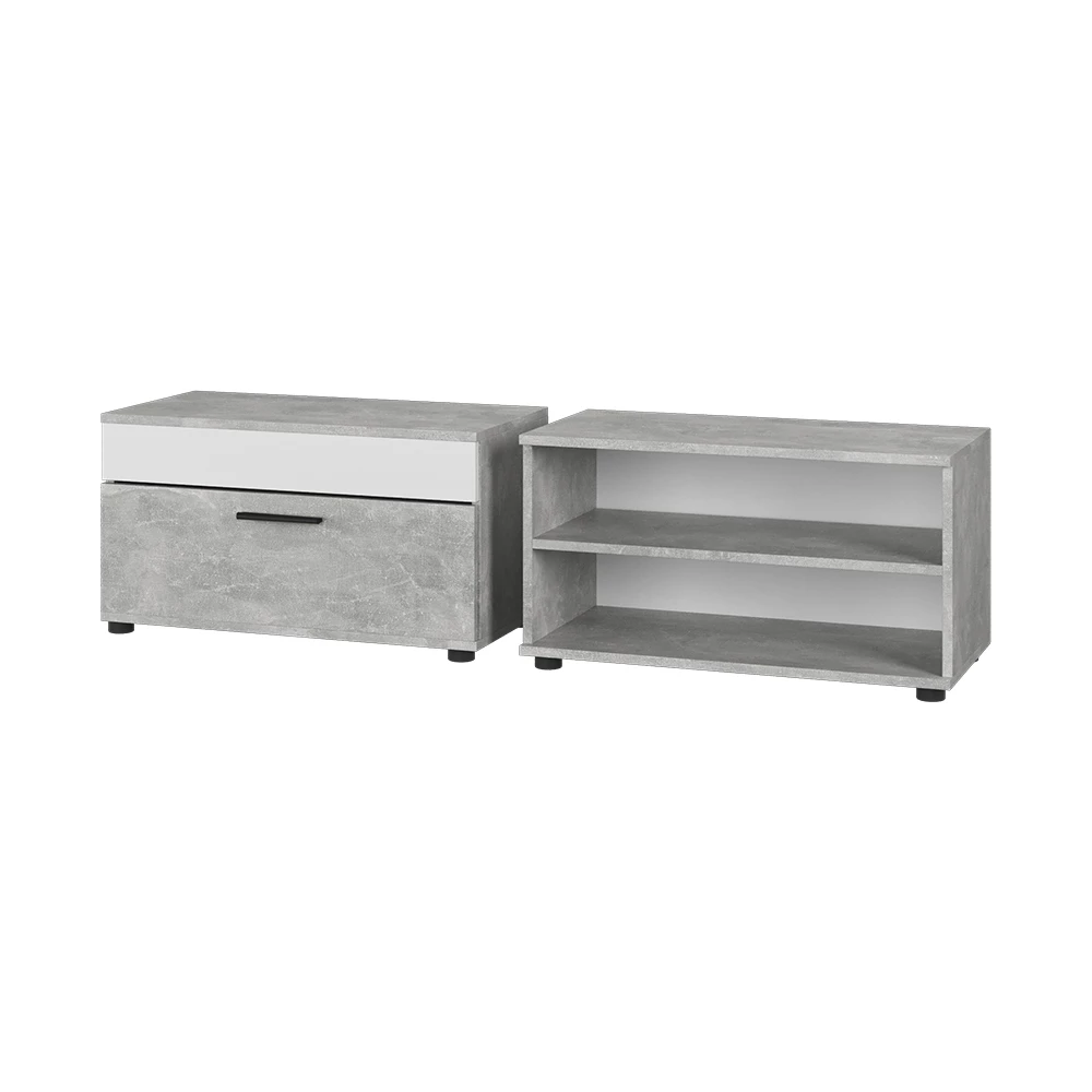 Vicco Wohnzimmerschränke Beton/Weiß 2 Teile, Berno