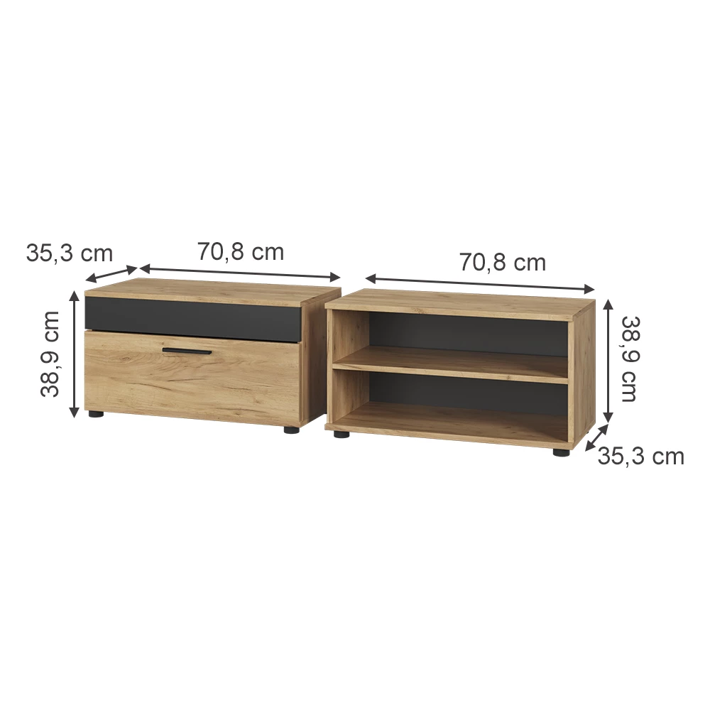 Vicco Wohnzimmerschränke Goldkraft Eiche/Anthrazit 2 Teile, Berno