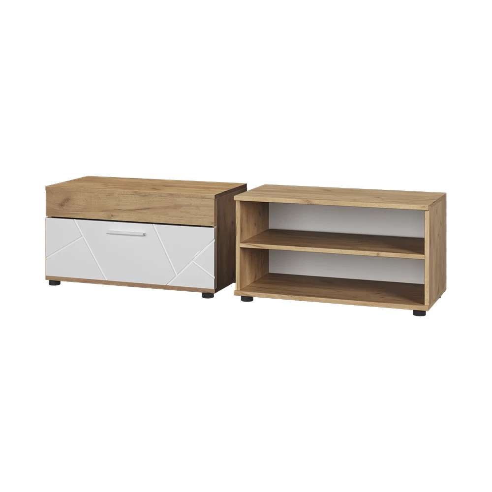 Vicco Wohnzimmerschränke Goldkraft Eiche/Weiß 2 Teile, Berno