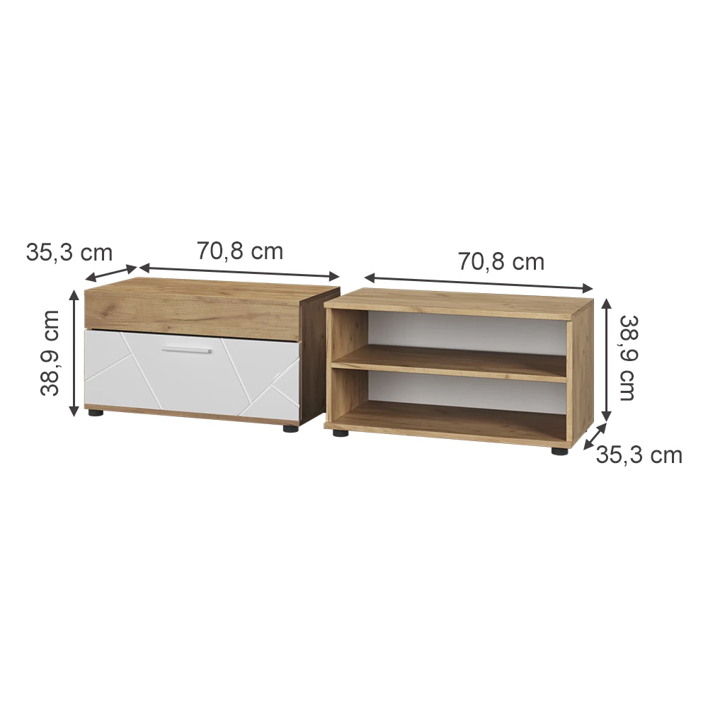 Vicco Wohnzimmerschränke Goldkraft Eiche/Weiß 2 Teile, Berno