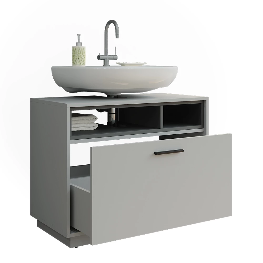Vicco Waschbeckenunterschrank "Beatrice", Grau/Anthrazit, 100 x 84.5 cm mit Schublade