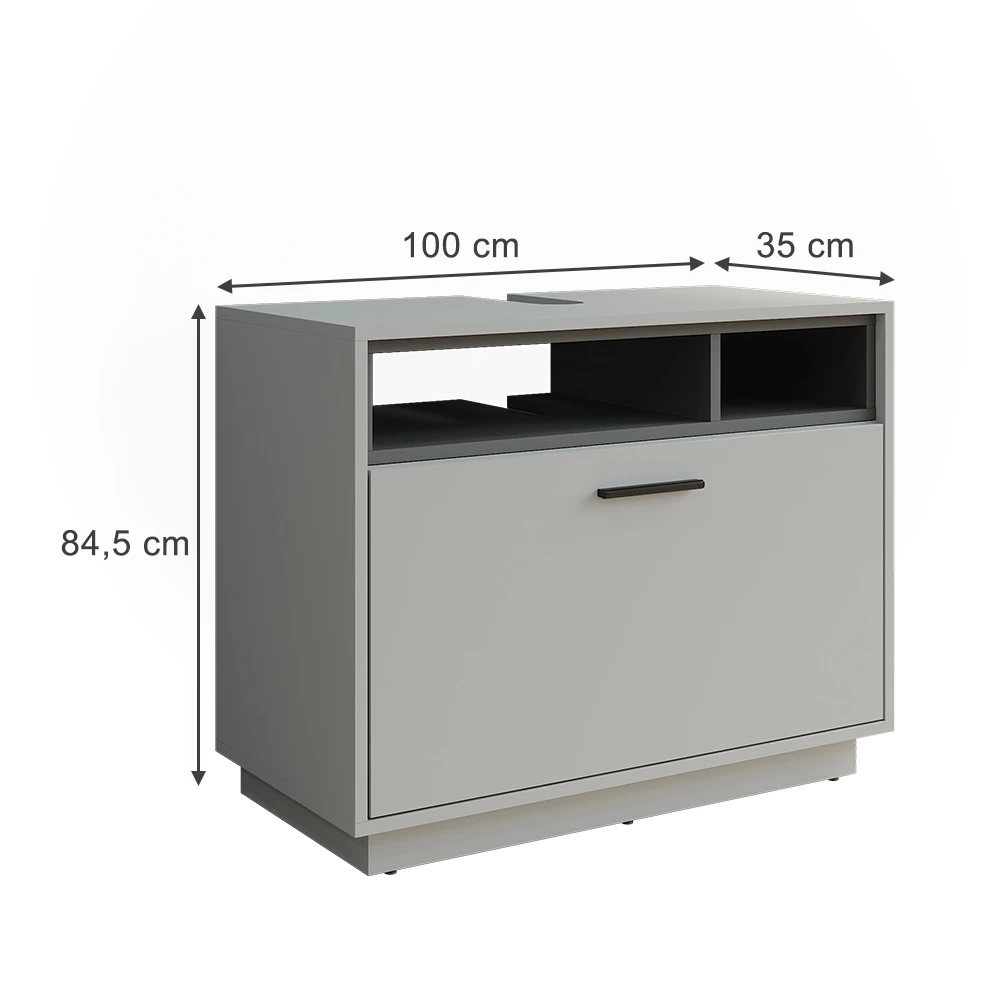 Vicco Waschbeckenunterschrank "Beatrice", Grau/Anthrazit, 100 x 84.5 cm mit Schublade