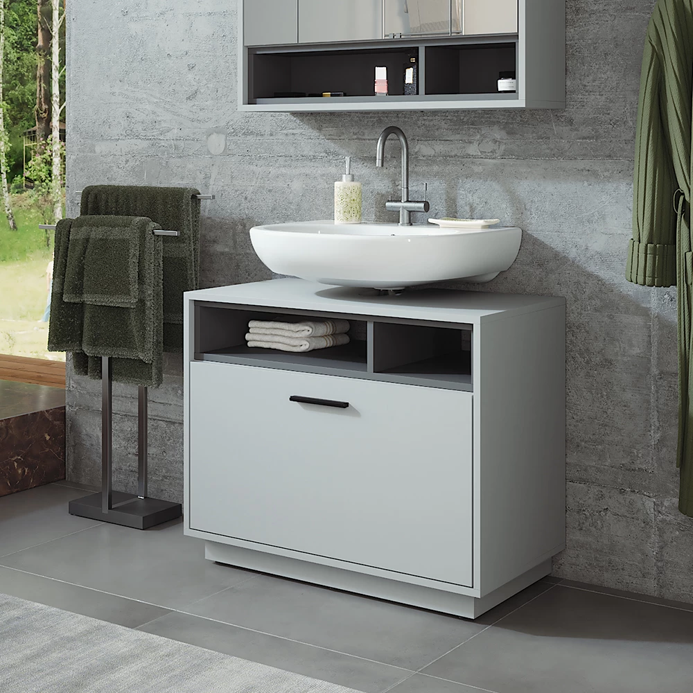 Vicco Waschbeckenunterschrank "Beatrice", Grau/Anthrazit, 100 x 84.5 cm mit Schublade