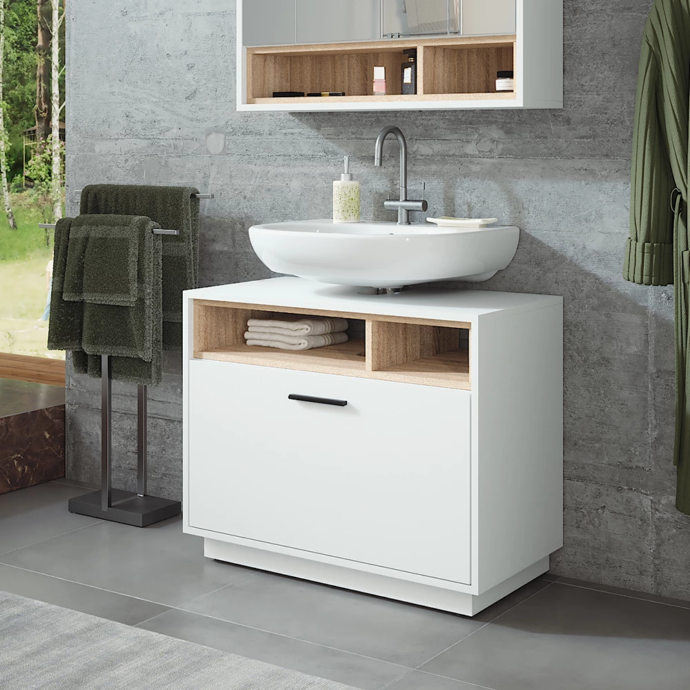 Vicco Wastafelonderbouw "Beatrice", Wit/Sonoma, 100 x 84.5 cm met lade