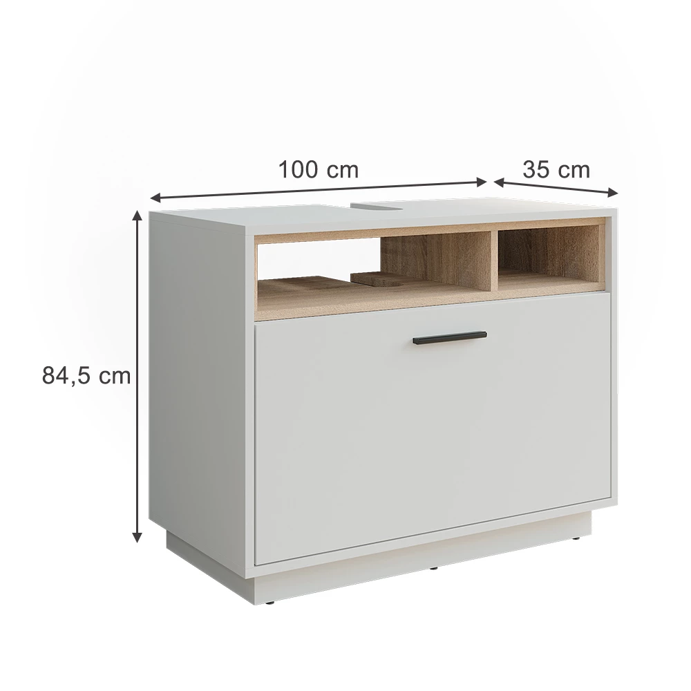 Vicco Wastafelonderbouw "Beatrice", Wit/Sonoma, 100 x 84.5 cm met lade