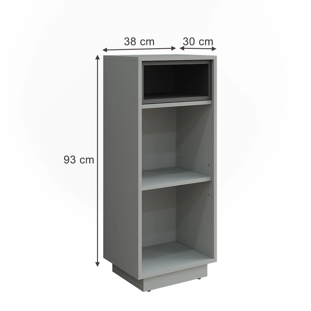 Vicco Midikast "Beatrice", Grijs/antraciet, 38 x 93 cm met 3 compartimenten