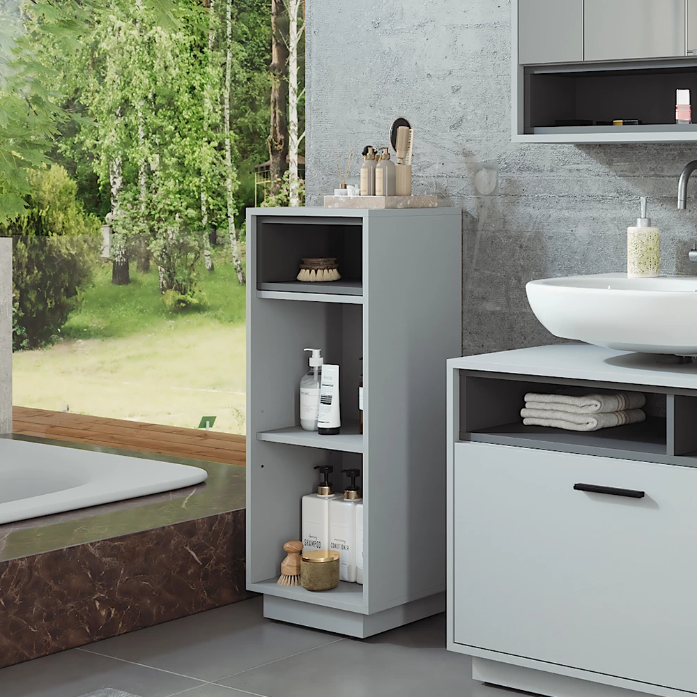 armoire de toilette en Gris/Anthracite, présenté dans un décor ambiant avec décoration