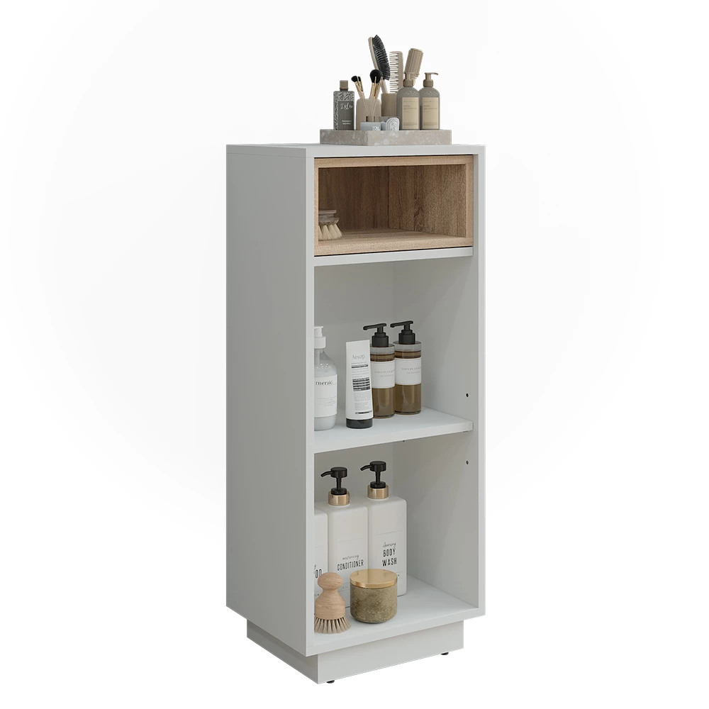 Vicco Midischrank "Beatrice", Weiß/Sonoma, 38 x 93 cm mit 3 Fächern