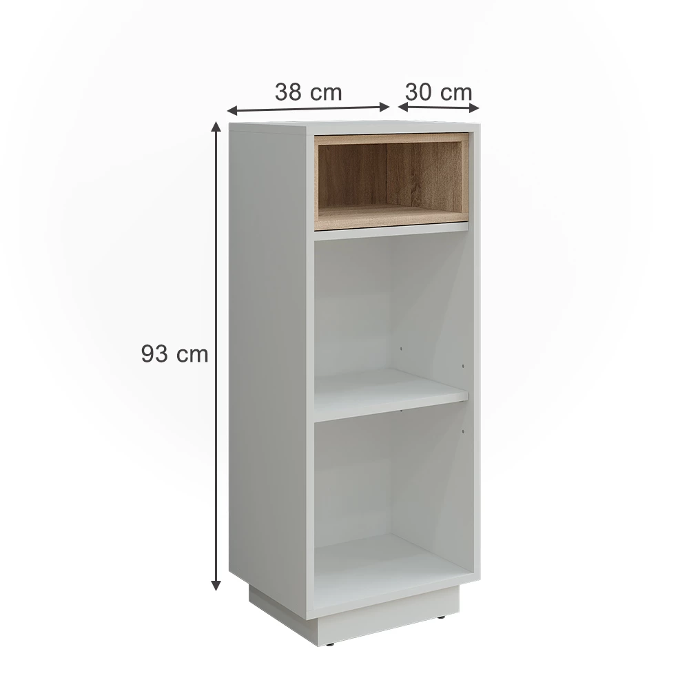 Vicco Midischrank "Beatrice", Weiß/Sonoma, 38 x 93 cm mit 3 Fächern