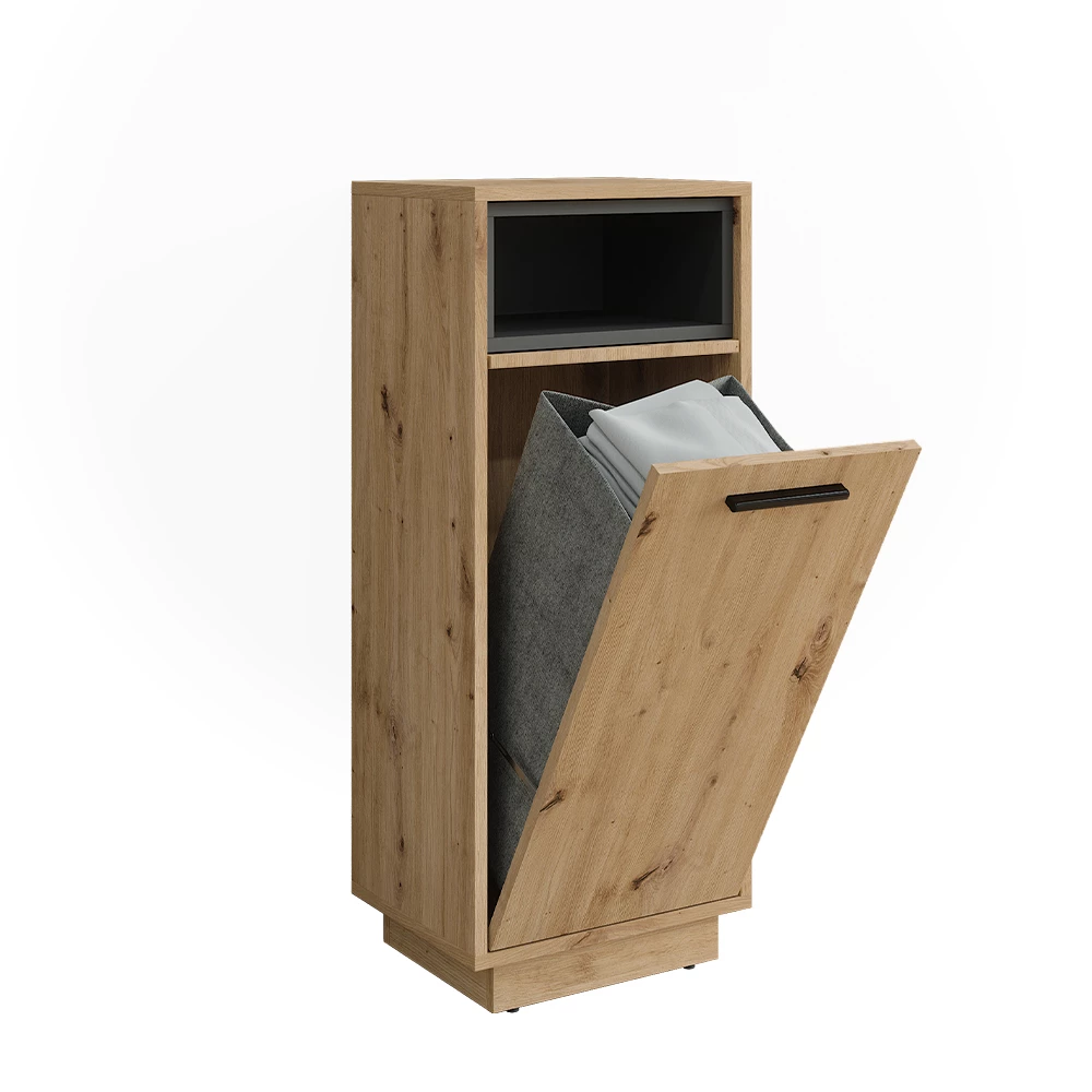 Vicco Badkamerkast "Beatrice", Artisanaal eiken/antraciet, 38 x 93 cm met uitneembare binnenzak