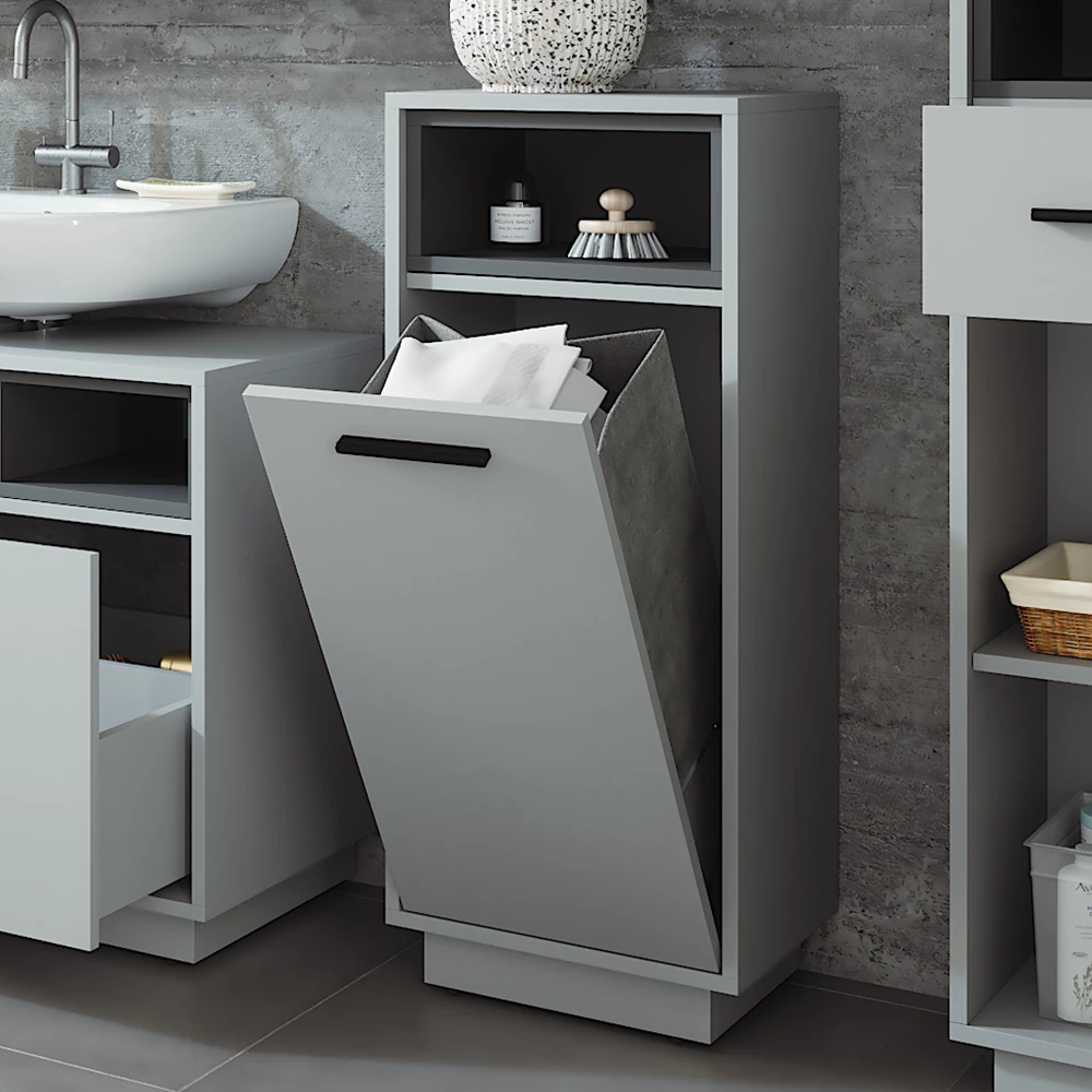 Vicco Badkamerkast "Beatrice", Grijs/antraciet, 38 x 93 cm met uitneembare binnenzak