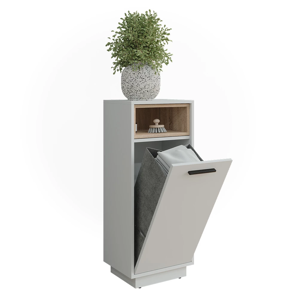 Vicco Wäscheschrank "Beatrice", Weiß/Sonoma, 38 x 93 cm mit herausnehmbarer Innentasche