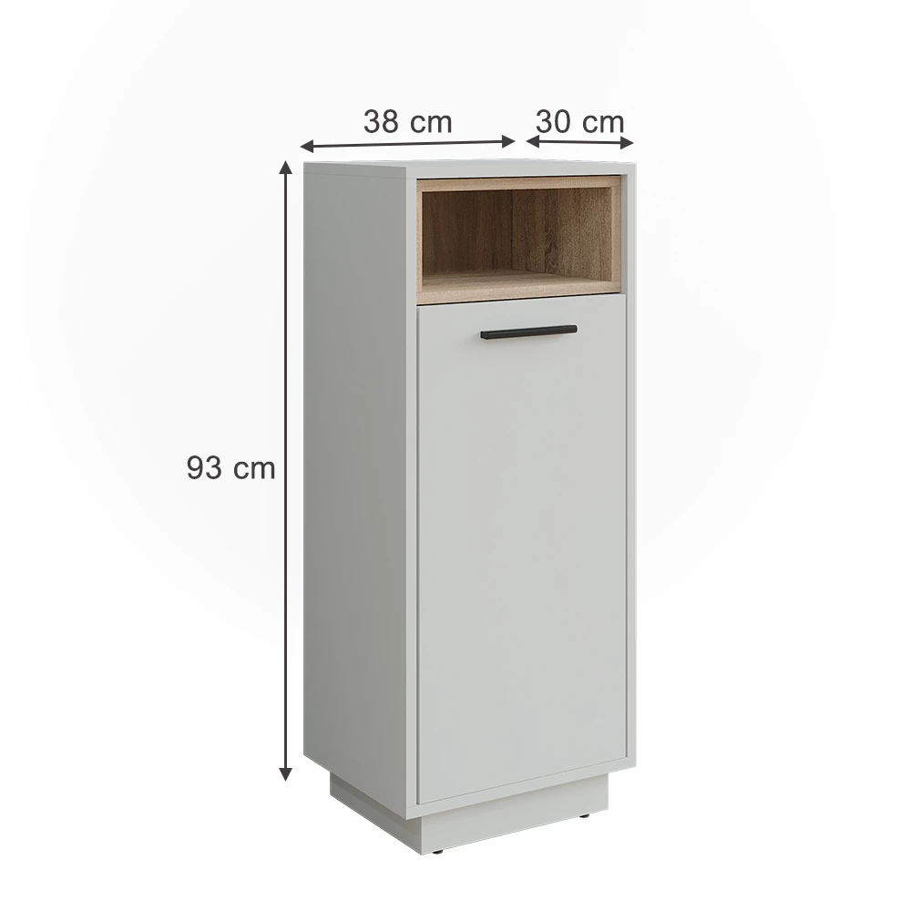 Vicco Badkamerkast "Beatrice", Wit/Sonoma, 38 x 93 cm met uitneembare binnenzak