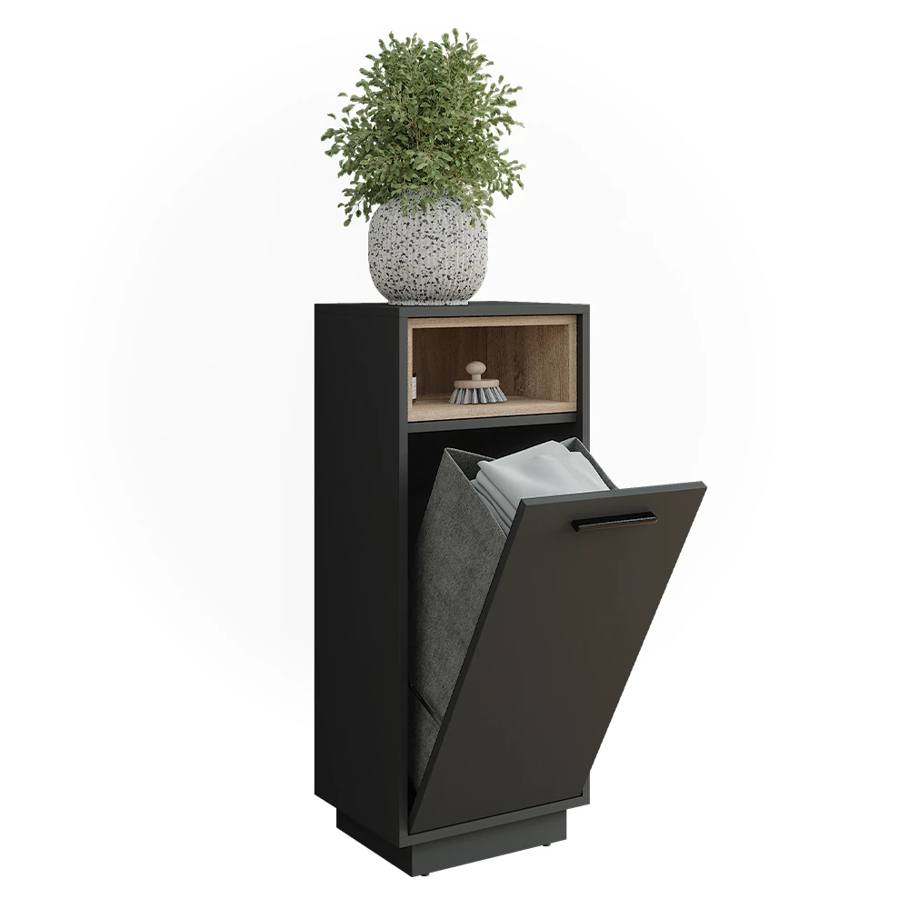 Vicco Wäscheschrank "Beatrice", Anthrazit/Sonoma, 38 x 93 cm mit herausnehmbarer Innentasche