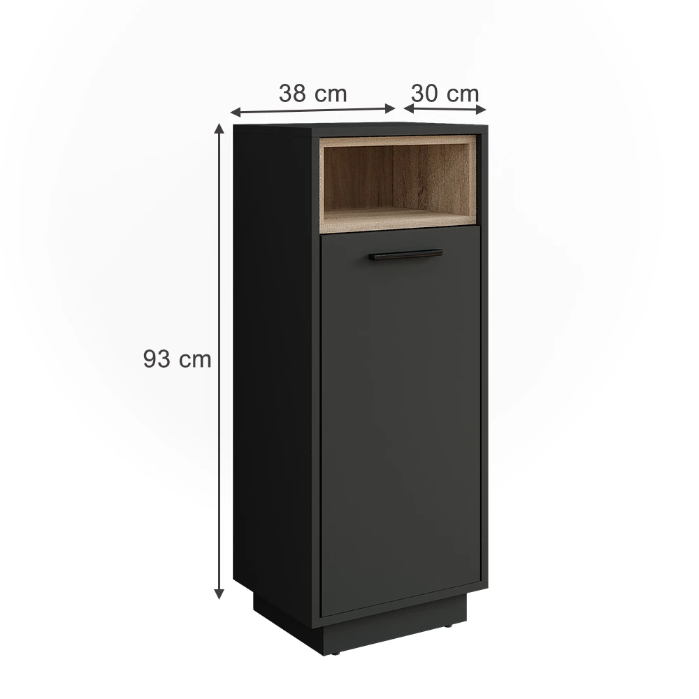 Vicco Badkamerkast "Beatrice", Antraciet/Sonoma, 38 x 93 cm met uitneembare binnenzak