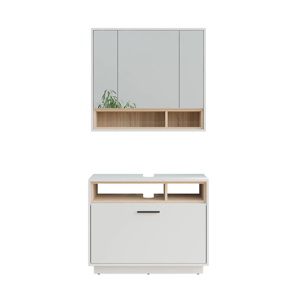 Vicco Set di mobili da bagno Bianco/Sonoma 2 parti, Beatrice