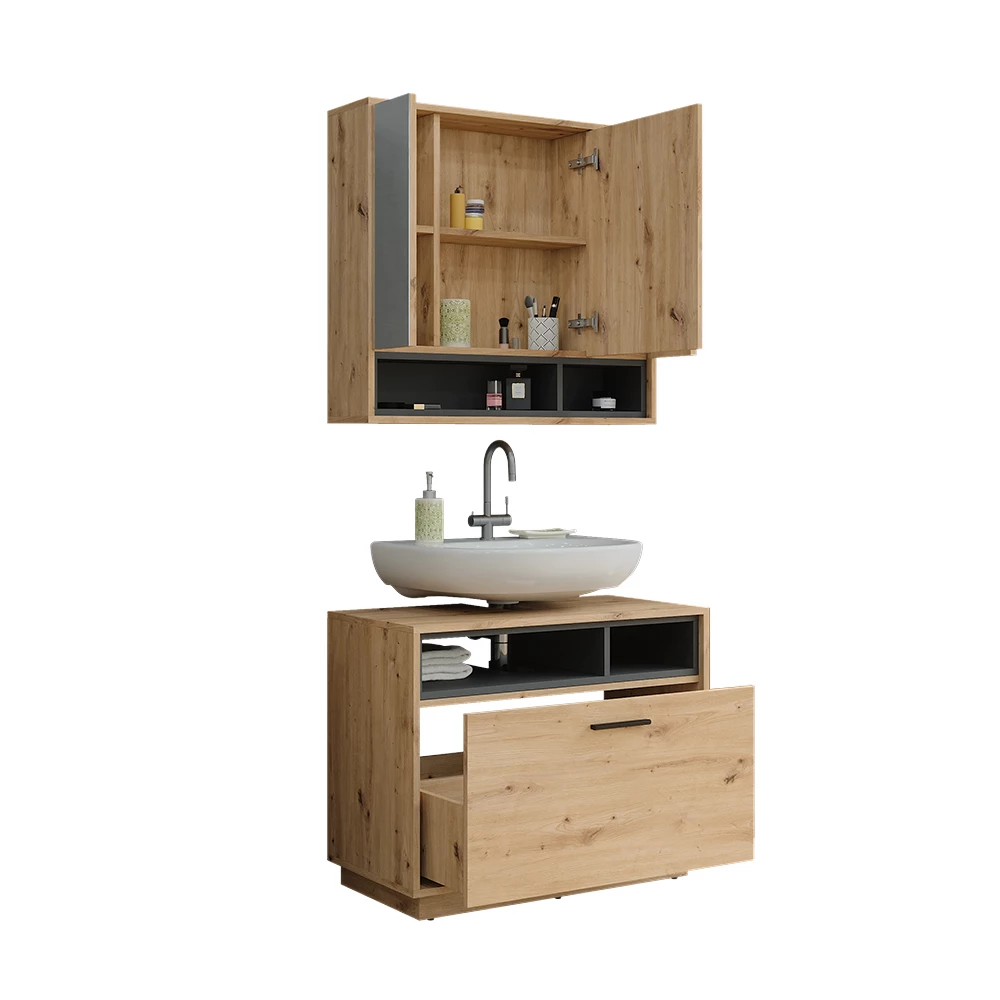 Vicco Badmöbel-Set Artisan Eiche/Anthrazit 2 Teile, Beatrice
