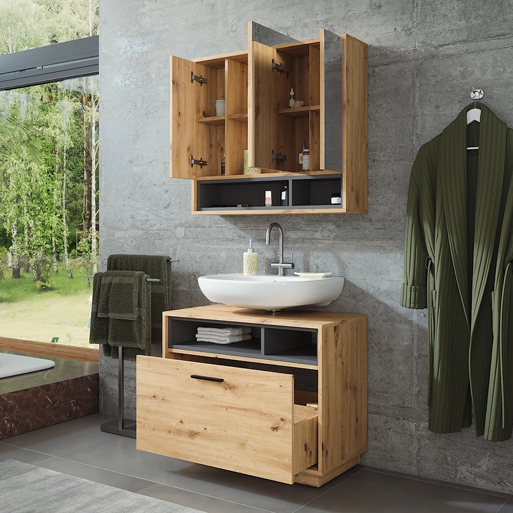Vicco Badmöbel-Set Artisan Eiche/Anthrazit 2 Teile, Beatrice