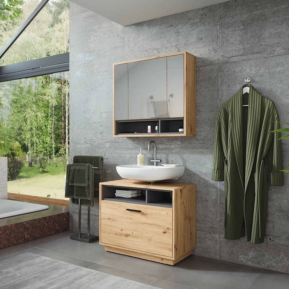 Vicco Badmöbel-Set Artisan Eiche/Anthrazit 2 Teile, Beatrice