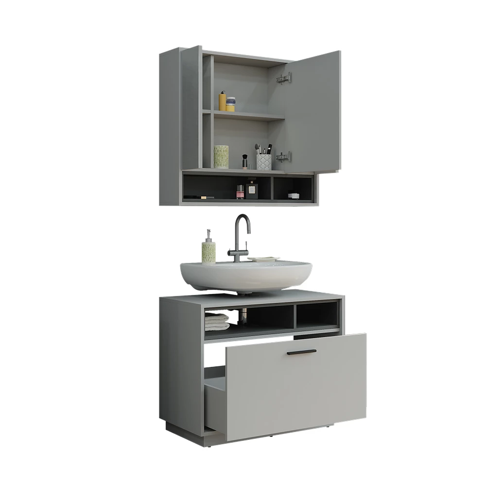 Vicco Badmöbel-Set Grau/Anthrazit 2 Teile, Beatrice
