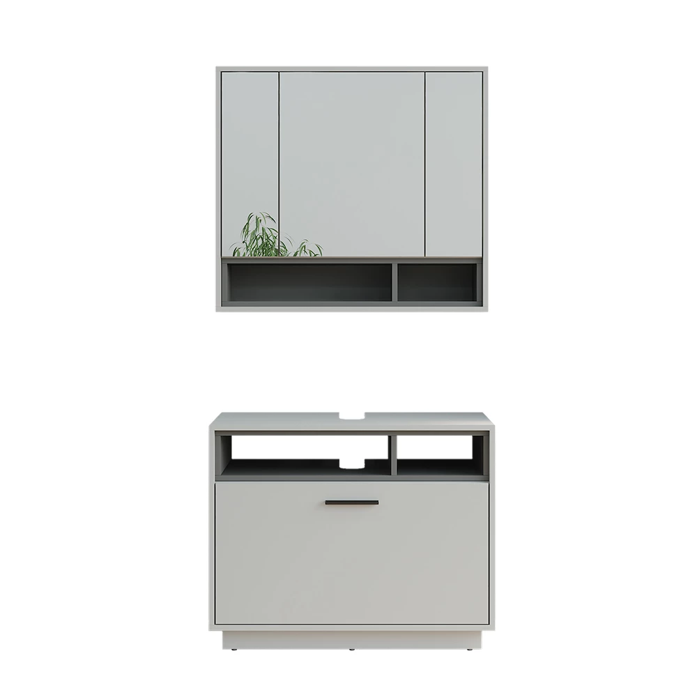 Vicco Badmöbel-Set Grau/Anthrazit 2 Teile, Beatrice