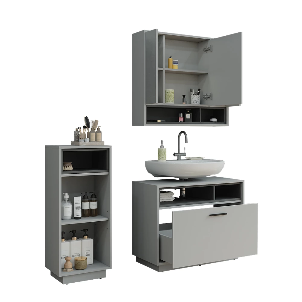 Vicco Badkamermeubelset Grijs/antraciet Set 2, Beatrice