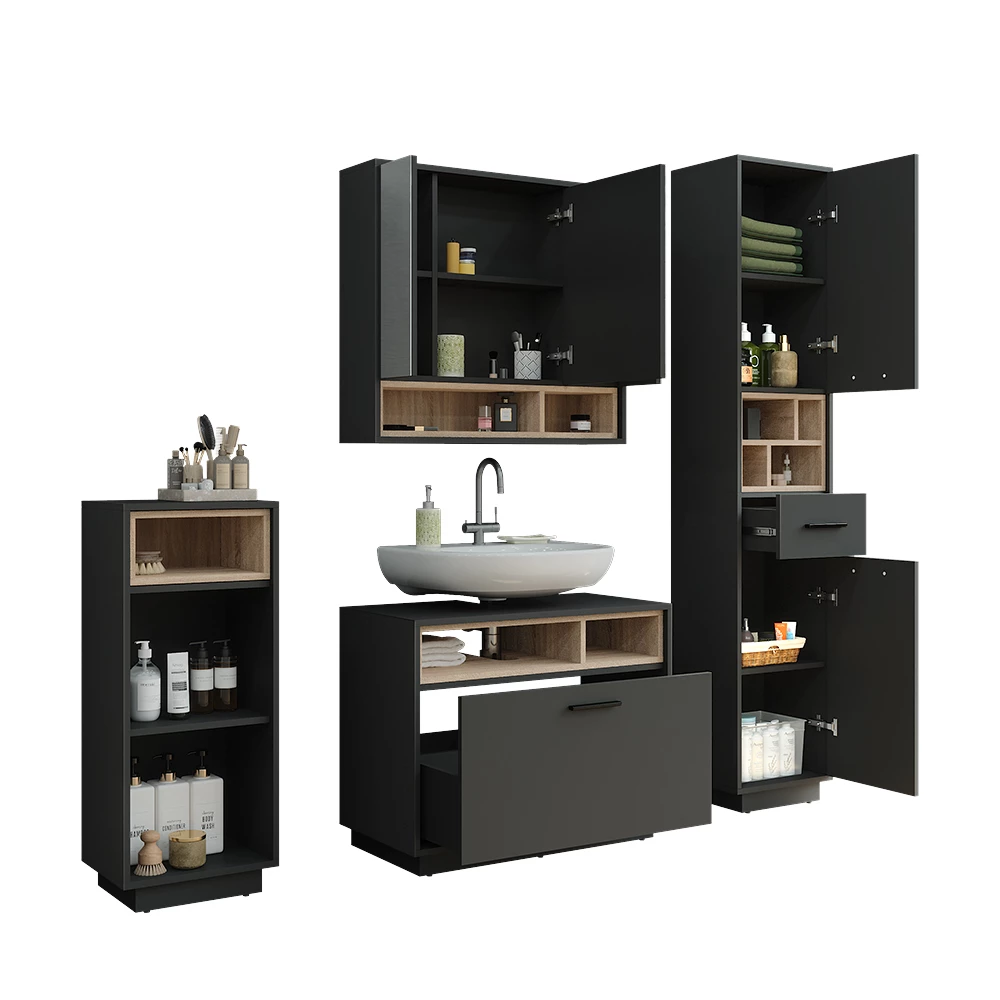 Vicco Badkamermeubelset Antraciet/Sonoma Set 4, Beatrice