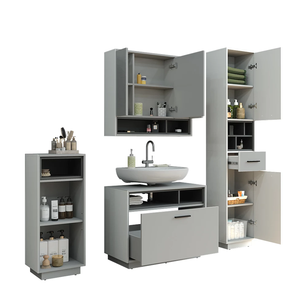 Vicco Badkamermeubelset Grijs/antraciet Set 4, Beatrice