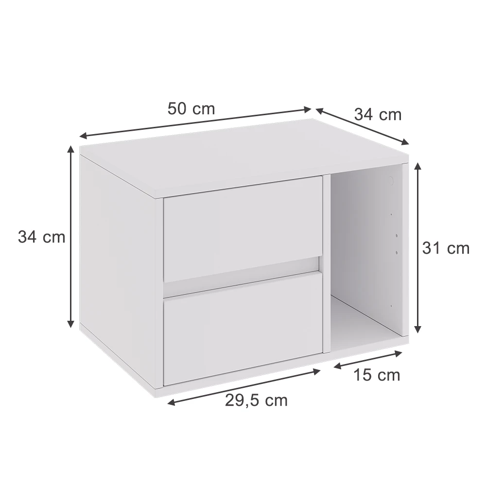 Bedside table in White on white background