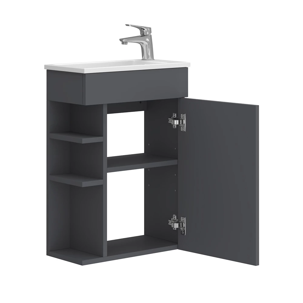 Vicco Badmöbel-Set Anthrazit 2 Teile, mit Waschbecken, Amadeo