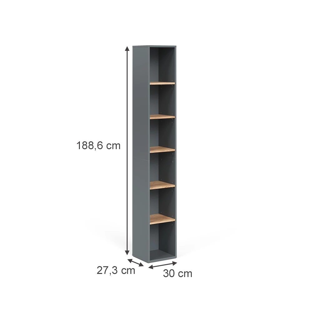 Vicco Mobile alto "Viktor", Antracite/quercia dorata, 30 x 188.6 cm