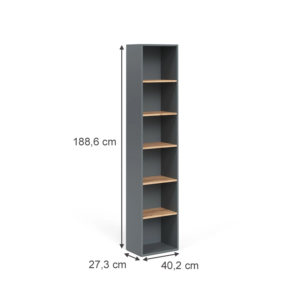 Vicco Hochschrank "Viktor", Anthrazit/Goldkraft Eiche, 40.2 x 188.6 cm