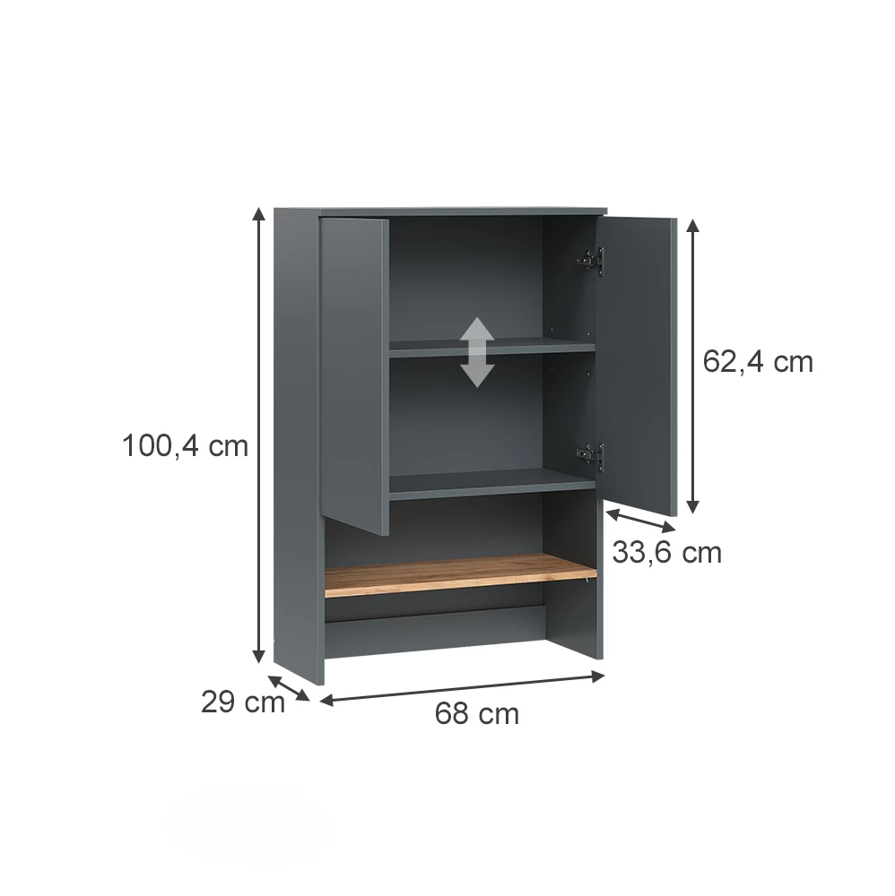 Vicco Armoire machine à laver "Viktor", Anthracite/chêne doré, 68x100.4cm