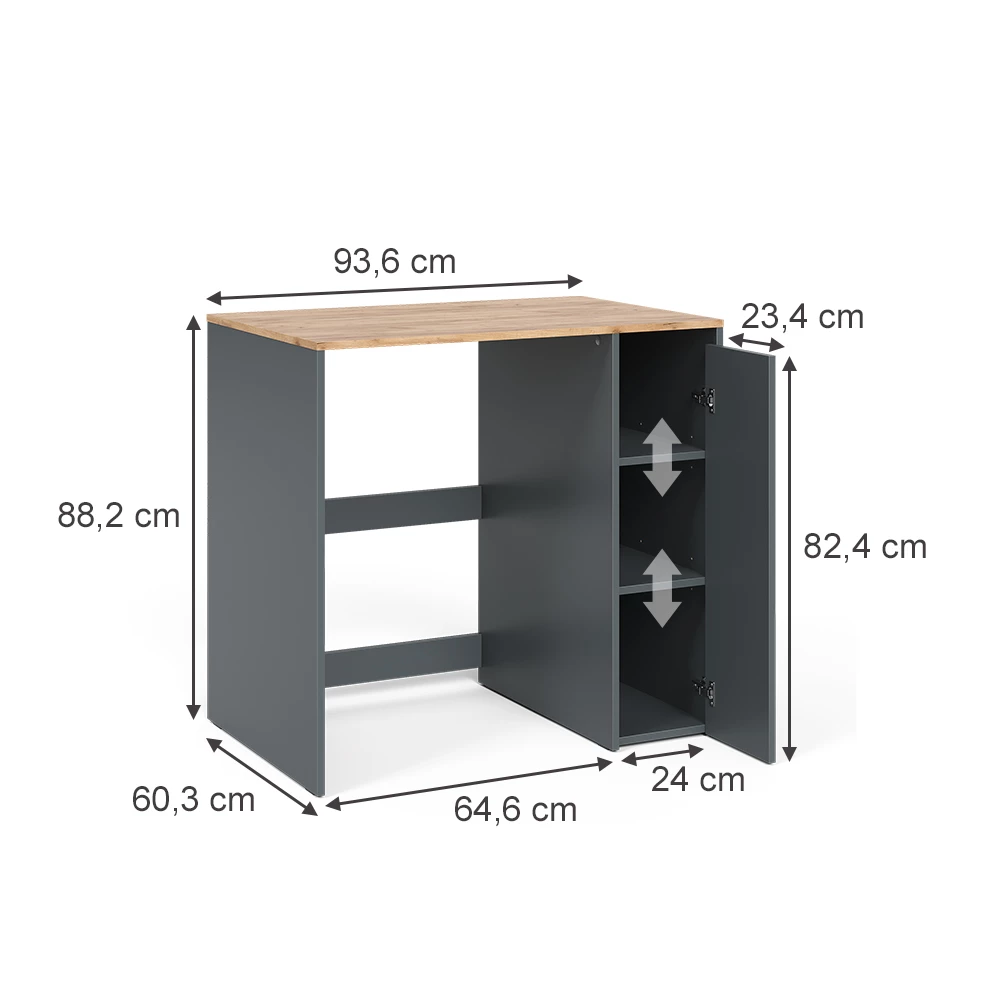 Vicco Wasmachinekast "Viktor", Antraciet/gouden eik, 93.6 x 88.2 cm Basiseenheid wasmachine