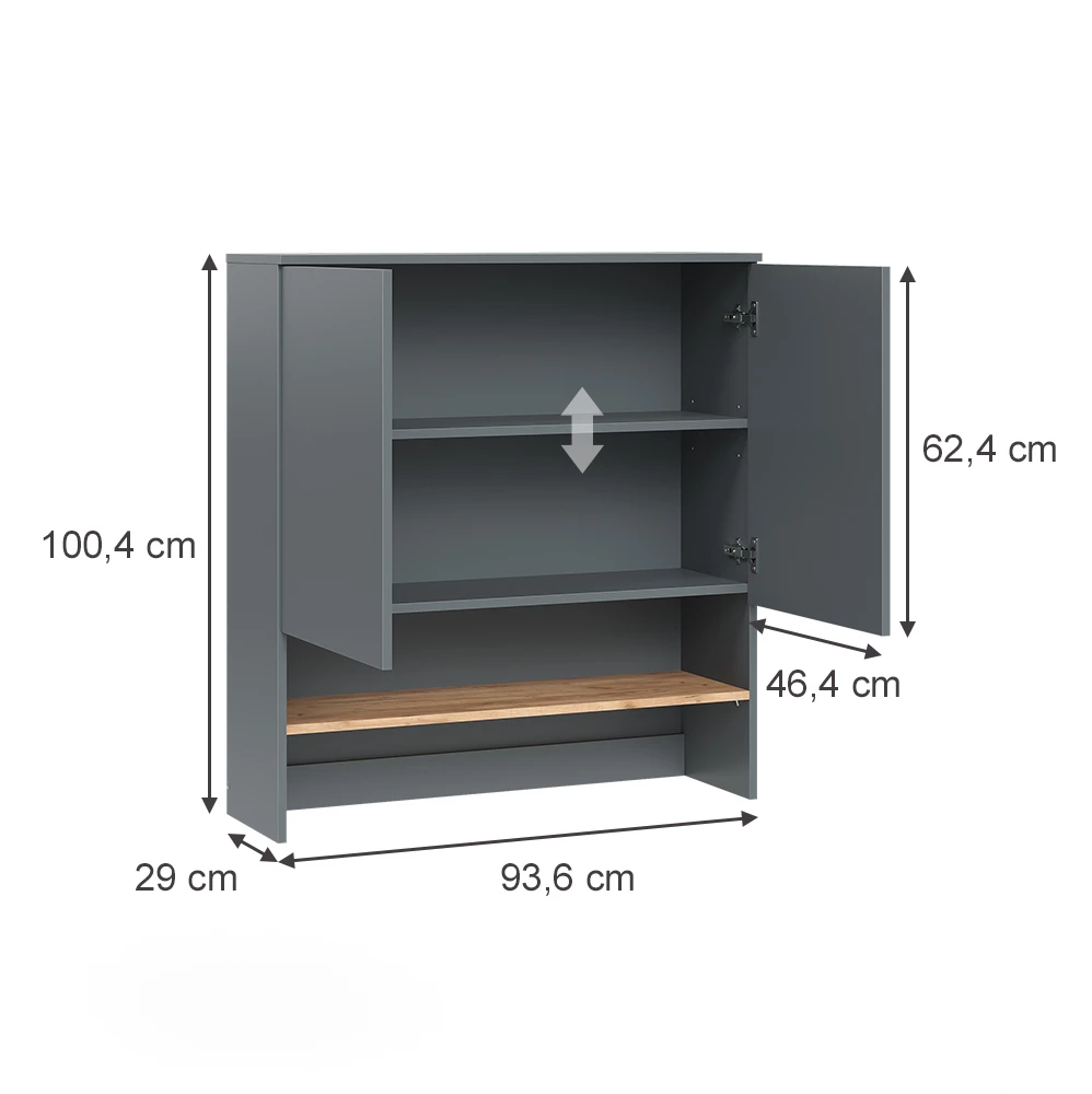 Vicco Wasmachinekast "Viktor", Antraciet/gouden eik, 93.6 x 100.4 cm