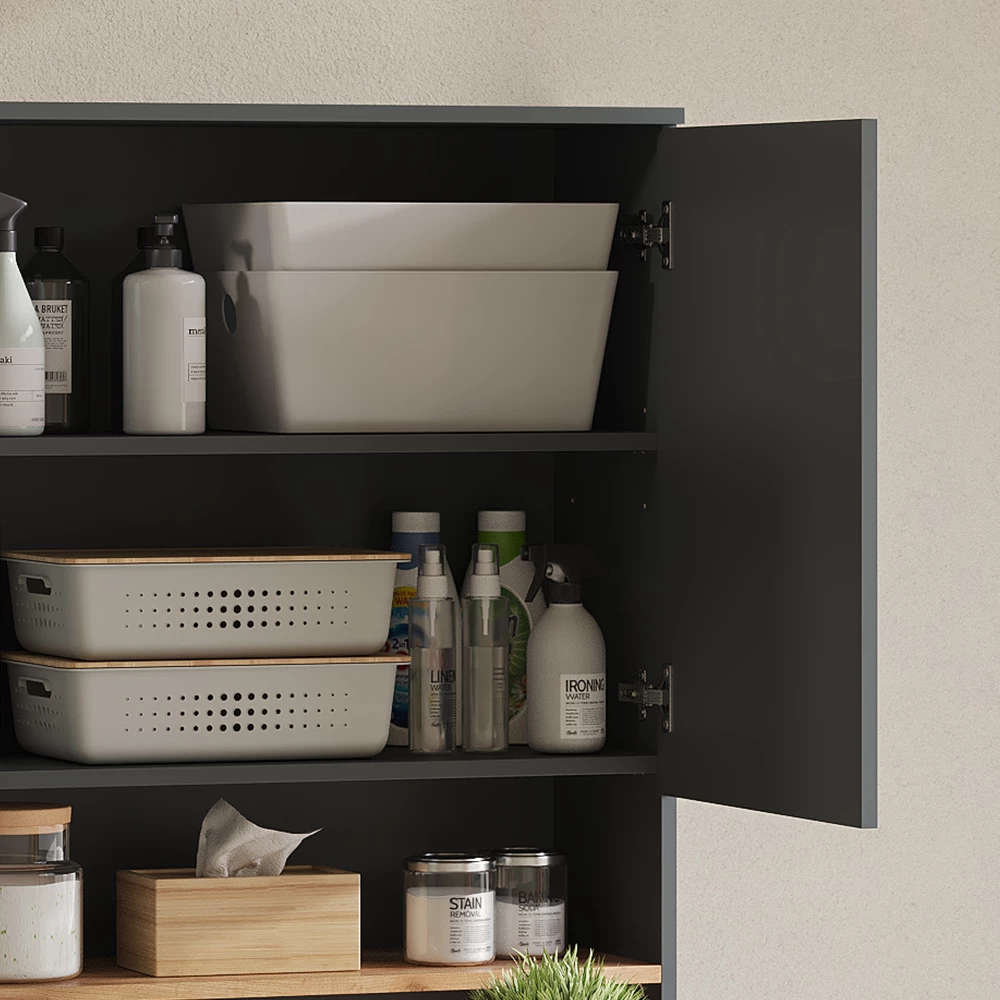 Vicco Wasmachinekast "Viktor", Antraciet/gouden eik, 93.6 x 100.4 cm