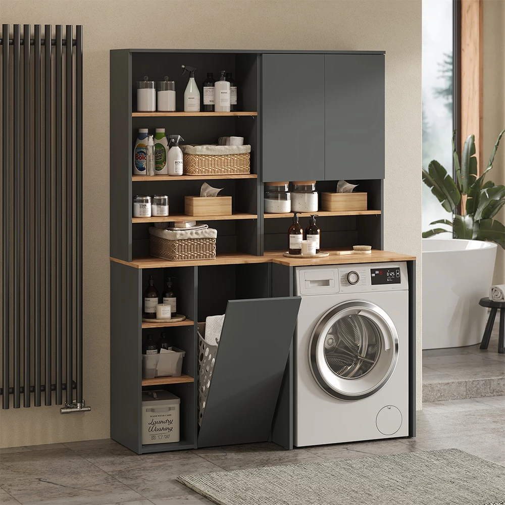 Vicco Mobile lavatrice Antracite/quercia dorata 68 x 88.2 cm 2 parti con ripiano, Viktor