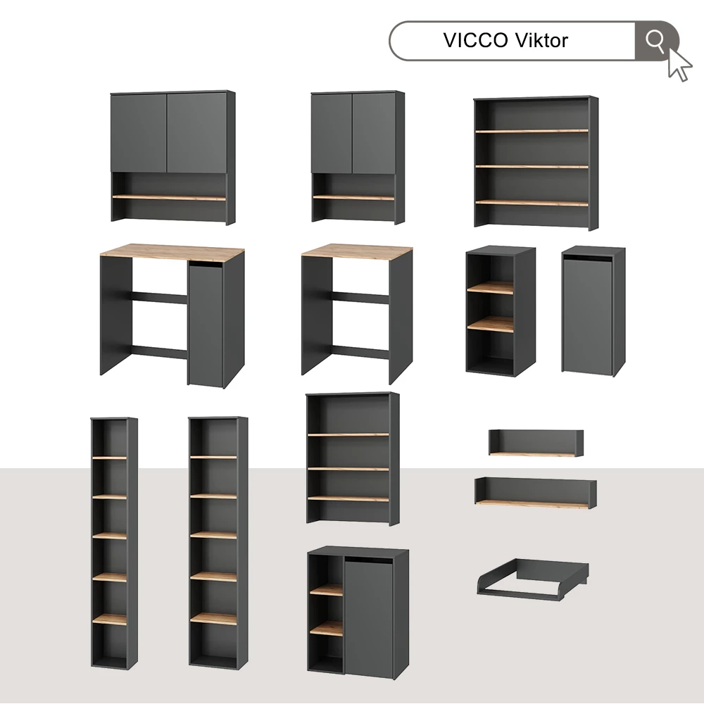 Vicco Wickelaufsatz "Viktor", Anthrazit, 60 x 74.5 cm