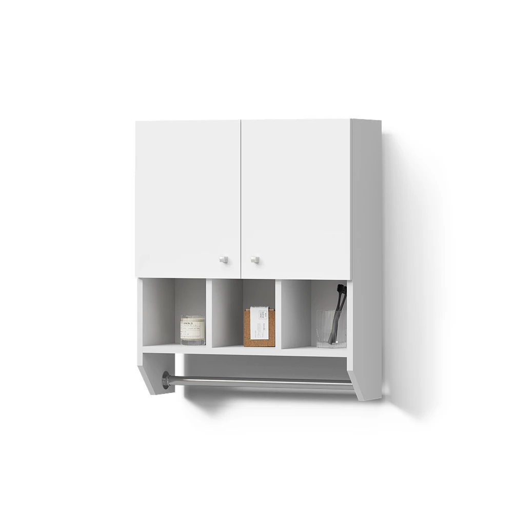 Badschrank in Weiß auf weißem Hintergrund