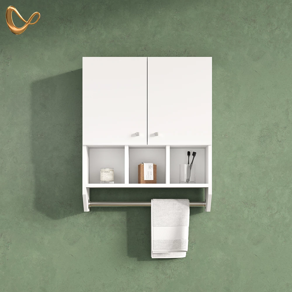 Badschrank Fucino Weiß 59 x 70.5 cm Hängeschrank mit 2 Türen livinity®