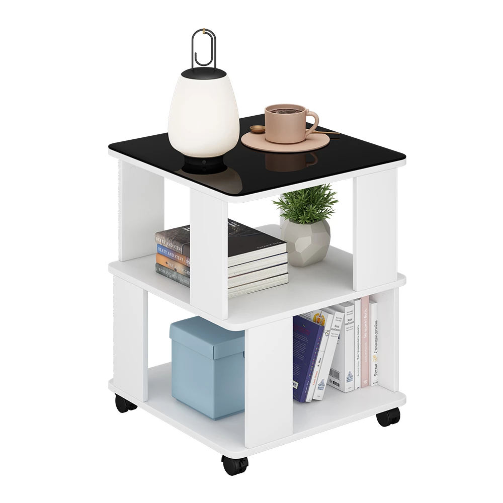 Salontafel in Wit/zwart op een witte achtergrond met decoratieve elementen